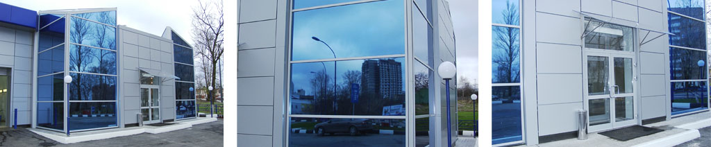 Остекление фасадов магазинов большими стеклопакетами Реутов